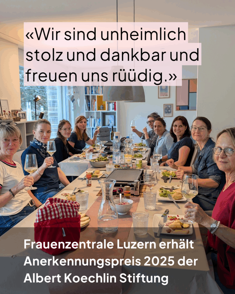 Die Frauenzentrale Luzern erhält den Anerkennungspreis 2025 der Albert Koechlin Stiftung.